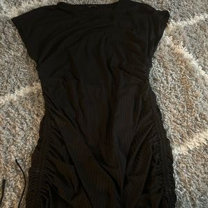 Black body con dress with side rouching.